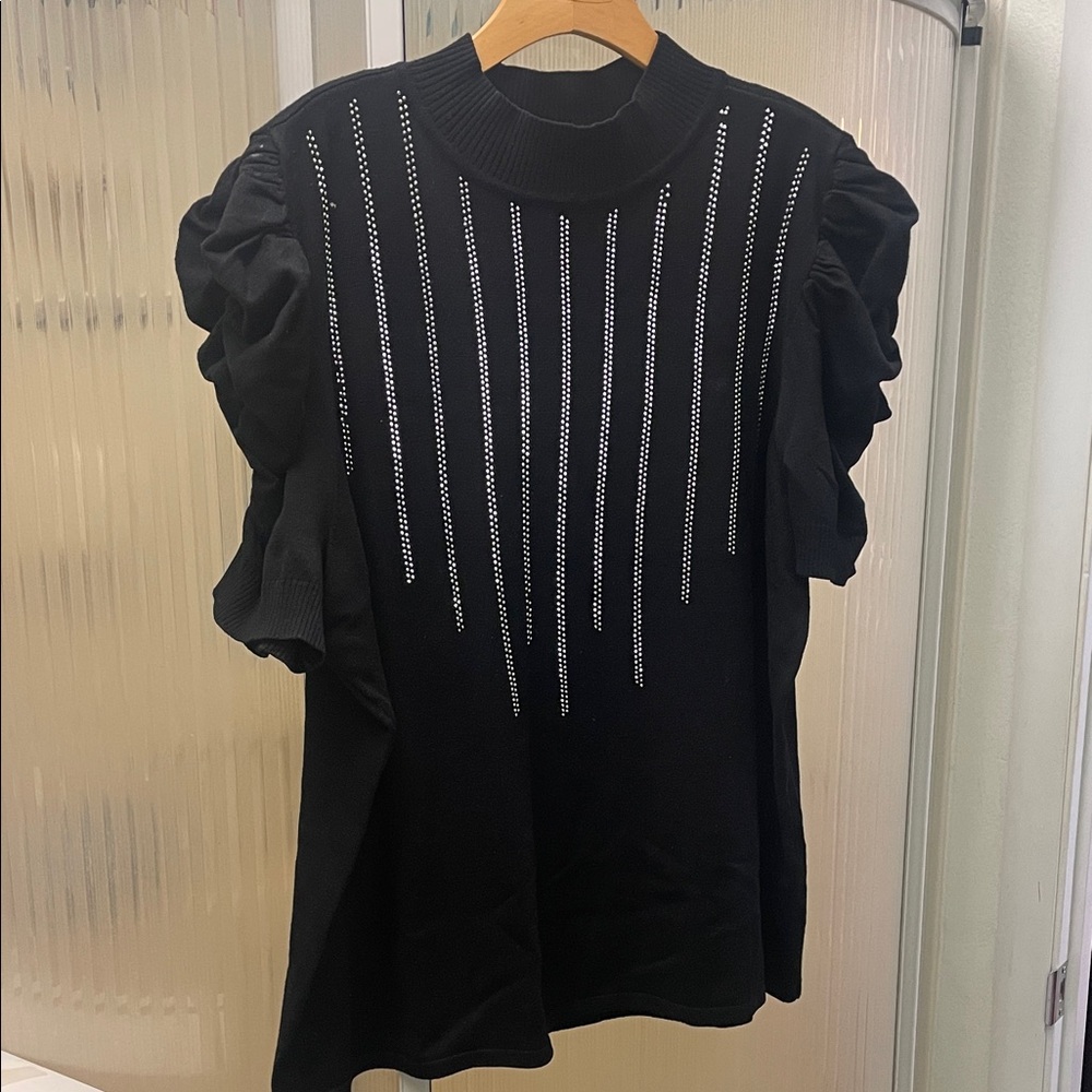 Black Embellished Women's Top by A Love Story 2x